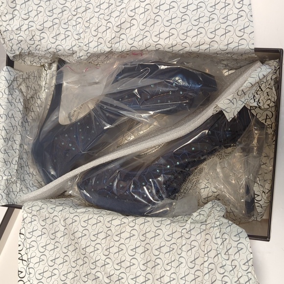 Adrianna Papell Women's, Emboidered Navy with Jewels, Peep toe, Foxy, New in Box - Picture 2 of 10